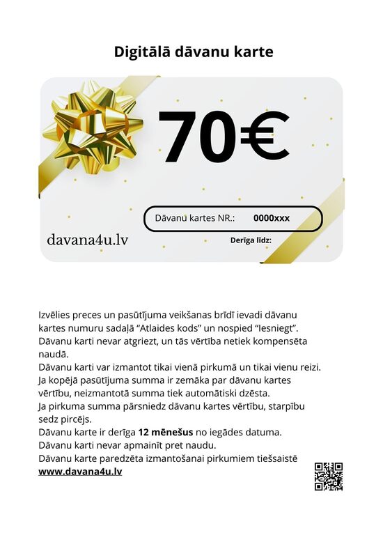 Digitālā dāvanu karte 70 €